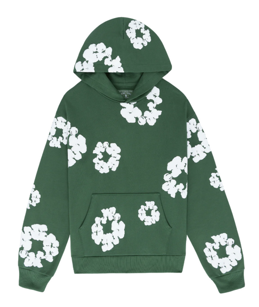 Cotton Wreath Hoodie Green