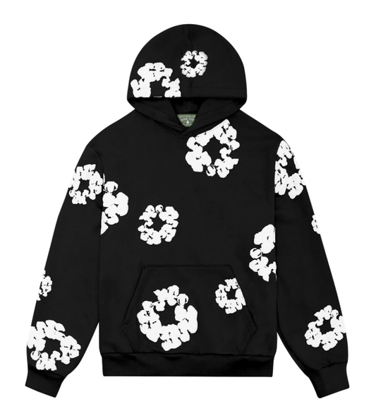 Cotton Wreath Hoodie Black